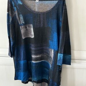 Thomas & Olivia Abstract Blue and Black Women's Top